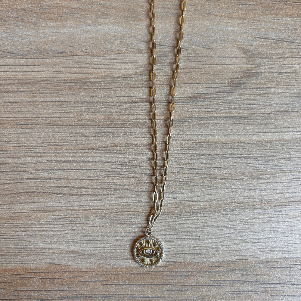 Gold Evil Eye Pendant Necklace